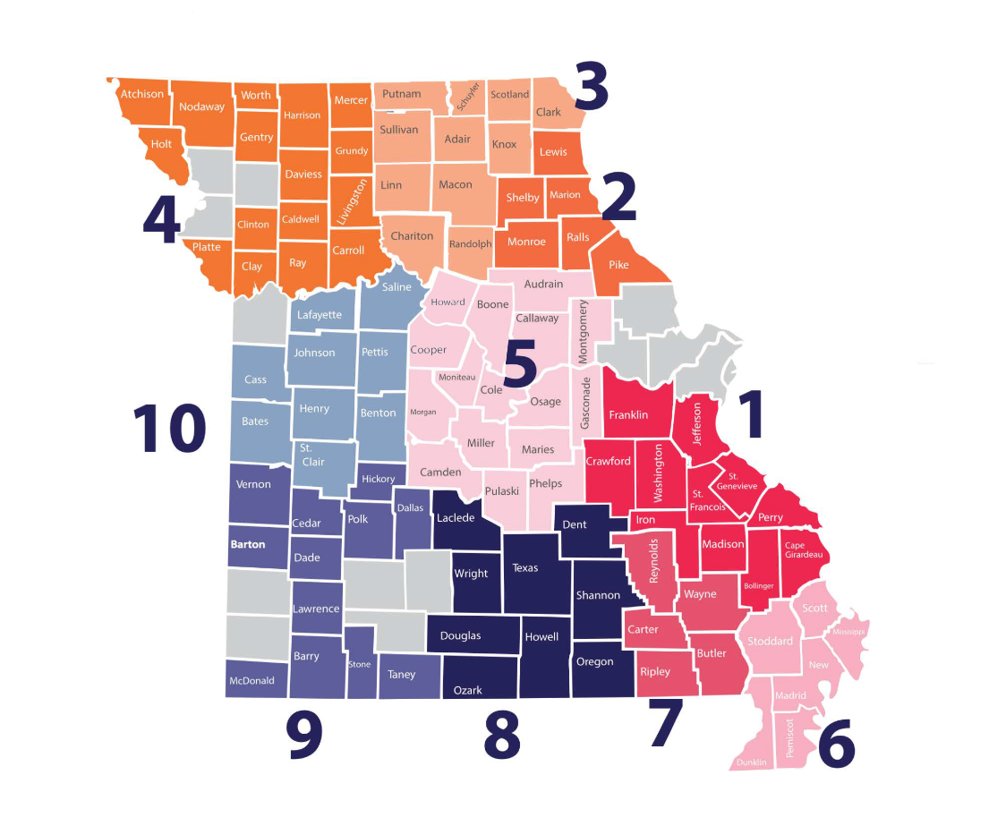 Missouri Balance of State Continuum of Care Regions Map