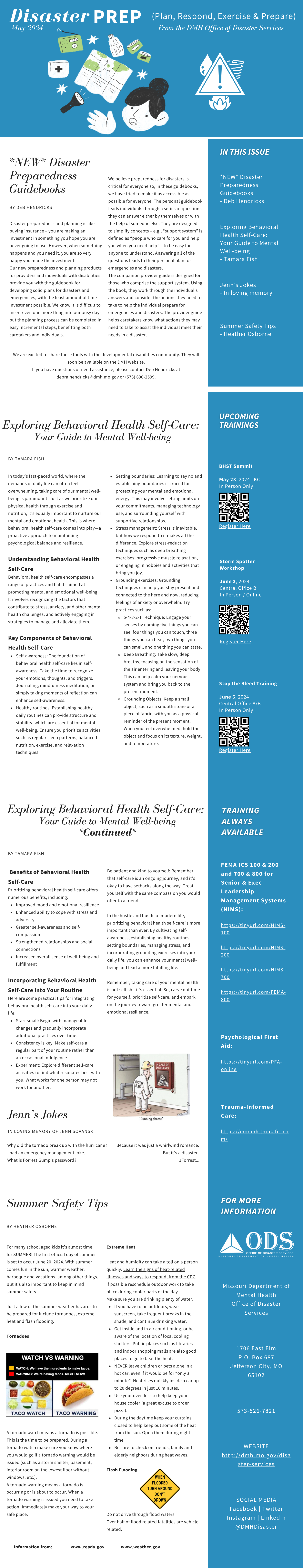 May 2024 edition of DMH Disaster PREP Newsletter